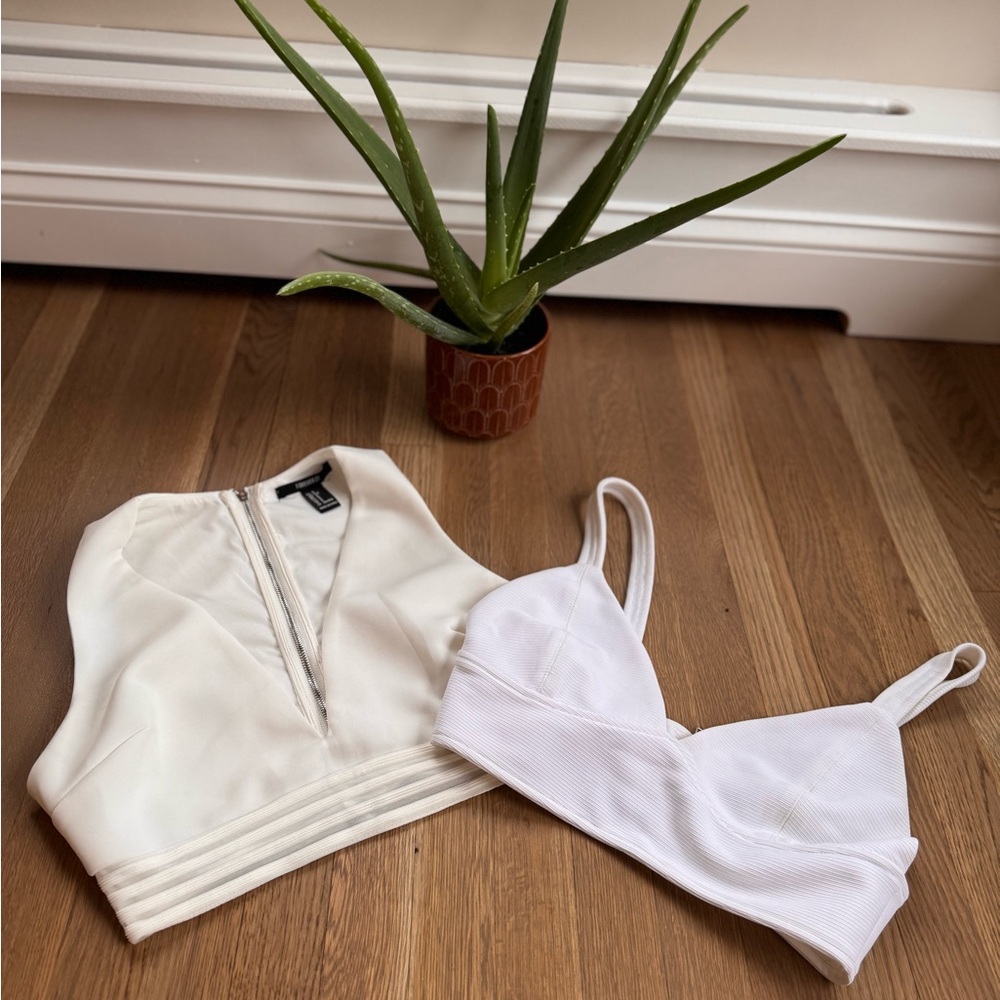 White Women's Crop Top and Bralette Set